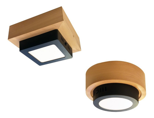 Plafon Led Negro Madera 6w Nordico Escandinavo Techo Puraluz