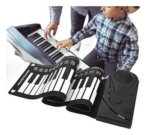 Piano Electrónico Plegable De49 Teclas Niños Teclado Musical Color Negro