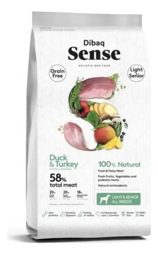 Alimento Turkey & Duck 2kg Ligth & Senior - Dibaq Sense
