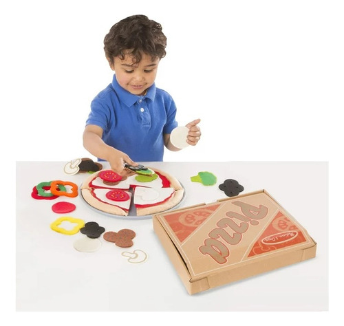 Juguete Didáctico Niños Comida Pizza 42 Pzs De Tela Melissa