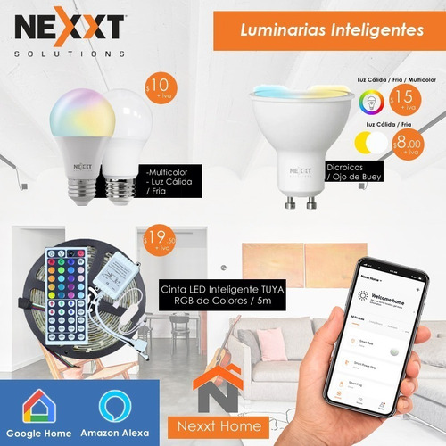 Focos Led Wifi Cinta Led Rgb Luces Inteligentes Tuya Nexxt