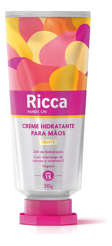  Creme Hidratante Desodorante Para Mãos Fps15 Ricca Hands On Fragrância Fruity