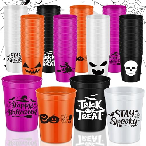 48 Vasos De Plástico Halloween De 16 Oz - Vasos Reutil...