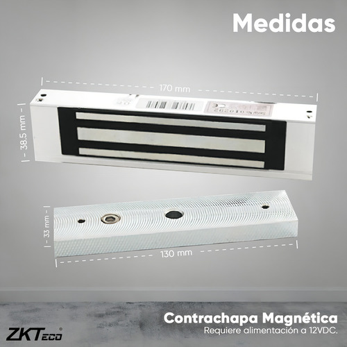 ZKTeco LM1805 + YP902123 Paquete De Contrachapa Magnética De 120 Kg O 264 Lb