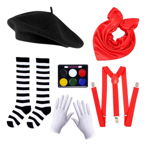 ~? Keymall Kids Mime Artist Costume Accesorios Con Boina Fra