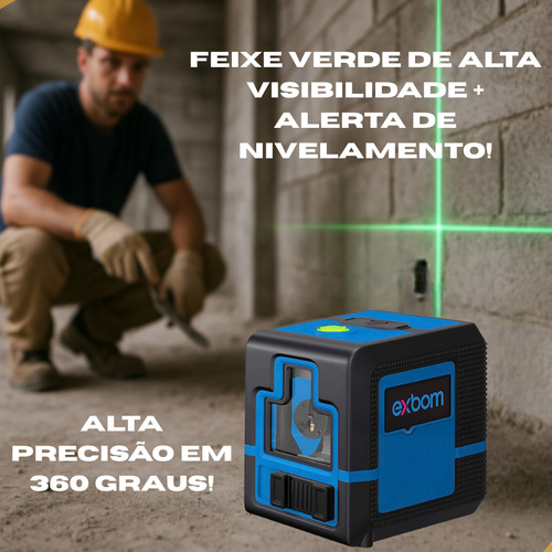 Nìvel A Laser 2 Linhas Verde Cruz 3d Bateria Autonivelante