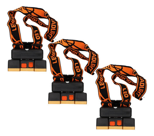 Kit de lâmpadas de cabeça de mineração de 3 peças 5 LEDs recarregáveis /e cor de lanterna dourado/laranja Cor clara branca