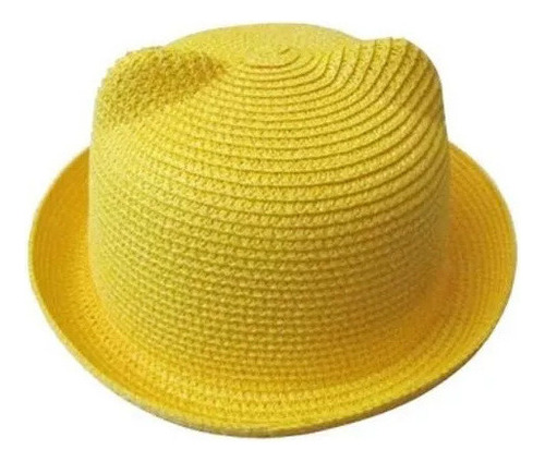 Lindo Sombrero De Paja For Niños Y Niñas Con Orejas De Gato