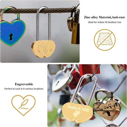 0 2 Peças Candado Amor Candado Deseo Del Corazón Para