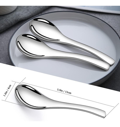 Cucharas Para Sopa, Aoosy 6 Piezas Cucharas Coreanas De A...