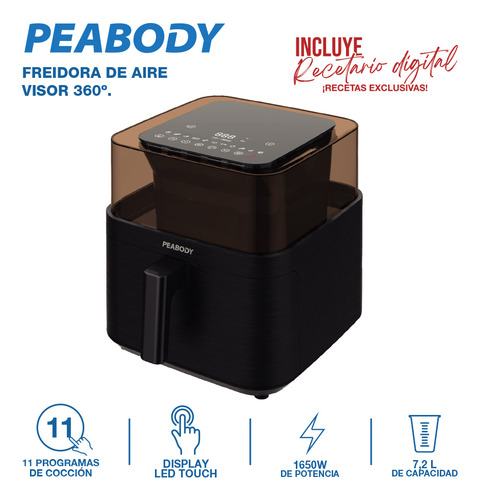 Freidora De Aire Peabody Digital 7.2l Sin Aceite Pe-afd720n