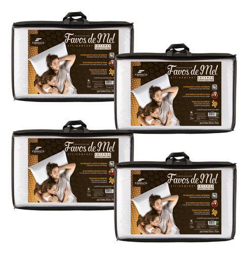 Kit Com 4 Travesseiros Favos De Mel Intense - Fibrasca