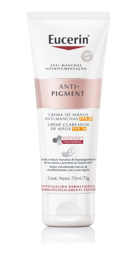 Crema Para Manos Eucerin Anti-pigment Fps30 En Tubo De 75ml
