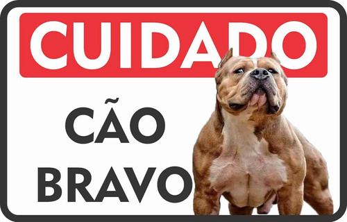 Placa Em Pvc Pitbull Cão Bravo Portão Cachorro 18x25 Cm Pl08