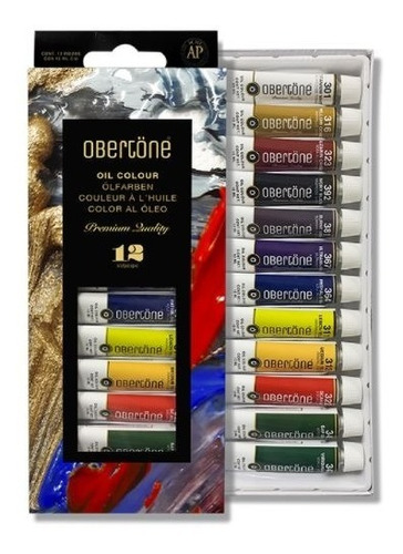 Set De Pinturas Al Óleo Obertone Premium De 12 Tubos De 12ml