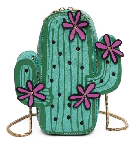 Bolsa Con Cadena Cruzada En Forma De Cactus Kawaii