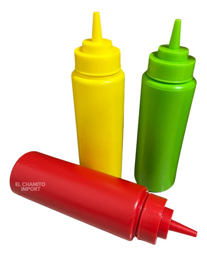 Dispensador De Salsas Condimentos Botella Plastico Pack De 3