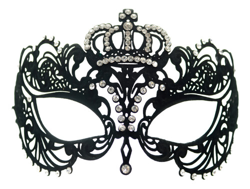 Antifaz Brillante Encaje Disfraz Fiestas Halloween Color Negro