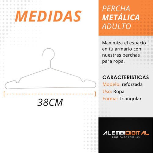 Pack X 50 Perchas Slim Metal Inox Reforzada Cromada Premium