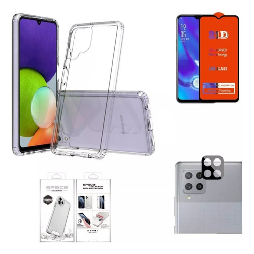 Case Transparente Para Samsung A12 + Mica Pantalla Y Cámara