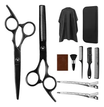 Comprar Kit De Barberia Capa Tijeras Cepillo Peines Estuche Unisex Kit Tijeras Negras