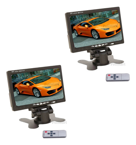 Kit 2 Monitores 7pol Veicular Tela Lcd Portátil Analógico-2u