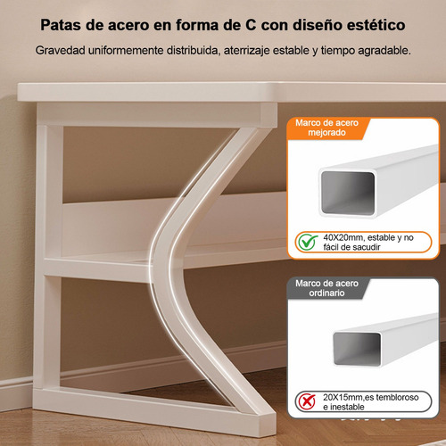 Escritorio De Estudio Y Ordenador De 100 Cm Con Estante Blanco