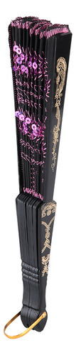 Abanico Plegable Pink Dance De 10 Piezas Con Lentejuelas Par