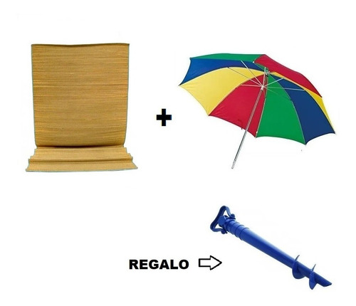 Set Playero Esterilla + Sombrilla Y Tirabuzón De Regalo