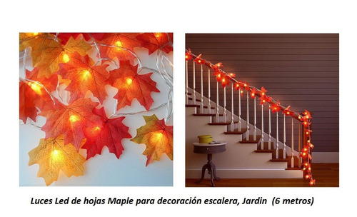 Luces Led Hojasmaple Para Decoración Escalera,jardin(6 Mtrs)