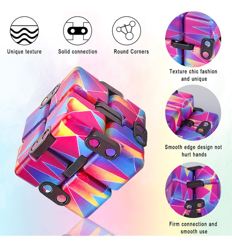 Cubo Infinito De Juguete Alivia Estrés Pack 4 Unidades Color