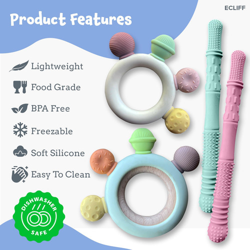 Ecliff Baby Stathing Sticks Para Bebés 0-12 Meses - Stick So
