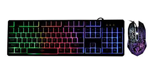 Teclado Para Jogos Com Fio Usb E Mouse Arco-íris Impermeável