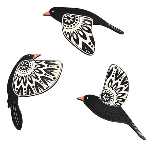 2 X 3 Piezas De Pájaros De Madera Decorativos Para Pared,