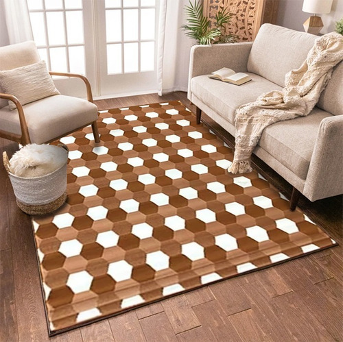 Alfombra Moderna Hexágonos Beige Shiraz 160x230cm Kreatex