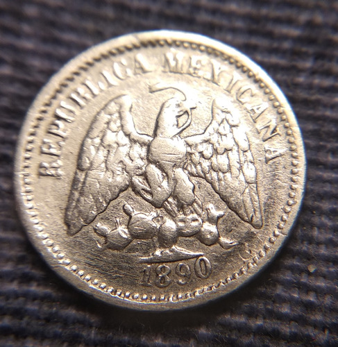 Moneda 5 Centavos 1890, República Mexicana.