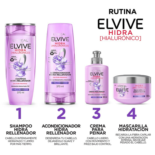 Imagen 7 de 8 de Shampoo Hidra Hialuronico 370 Ml Elvive