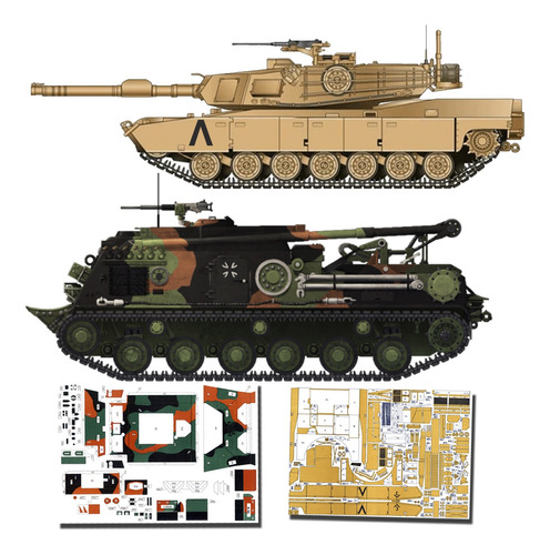 Abrams Tan + M88 Escala 1.25 Papercraft Formato A4