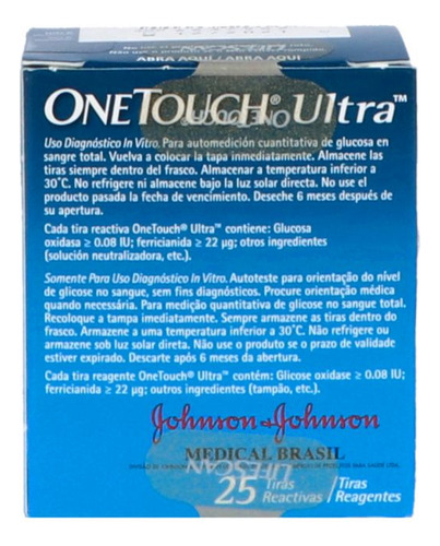 Tiras Reactivas One Touch Ultra 25 Tiras En Caja Según Presentación