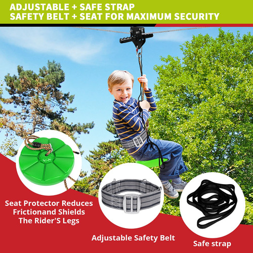 Kit De Tirolesa De 100ft / 120ft / 150ft Para Niños Y
