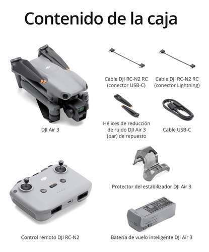 Imagen 4 de 6 de Drone DJI DJI Air 3 EB3WBC 2023 con dual cámara 48MP gris 2.4GHz 3 baterías