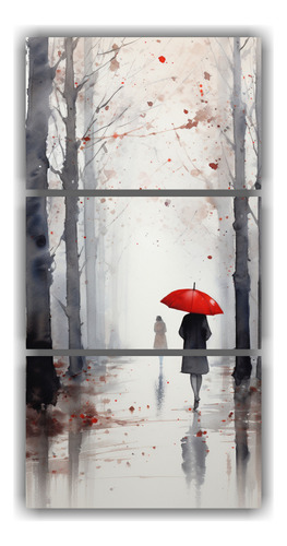 45x90cm Cuadro Moderno De Personas Caminando Bajo La Lluvia