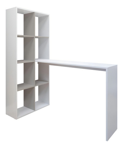 Escrivaninha Con Estante Lateral Multimóveis Fg2561 Bc l Fumê Cor Branco Lacca Fumê