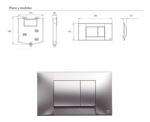 Imagen 3 de 6 de Tapa Tecla Suma Ideal P/depósito Dual Suma Cromada