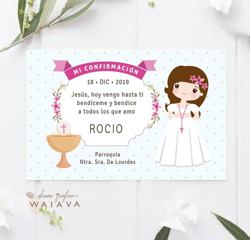 Imagen 8 de 10 de Estampas Confirmación Tarjetas Nenas Horizontal X 3u