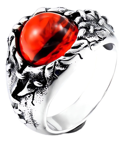 Anillo Punk Rock Ojo Rojo En Acero Inoxidable 316l