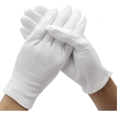 Dh - 12 Pares De Guantes De Algodón Blanco Suaves, Guantes D