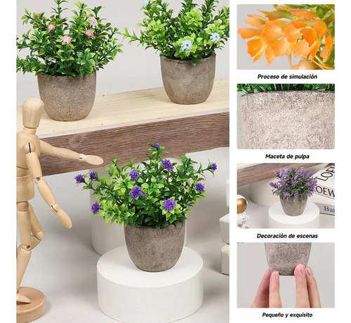 6 Pls Artificiales Macetas Detivas Bonsai Hogar