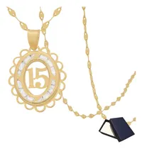 Comprar Medalla 15 Años Oro 10k Con Cadena Oro 10k Italy Quinceañera Regalo Oro Medalla Oro Puro 10k Moon Rock Gargantilla Mujer Dama Xv Años Cadena Medalla Oro Puro 10k 10 Kilates Oro Italiano 15 Años Regalo