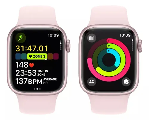 Apple Watch Series 9 GPS Celular Caja de aluminio rosa de 45